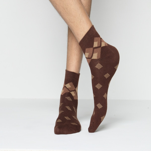 Chocolate Color Casual Spun Polyester Socks [proman-men-A-04ch]