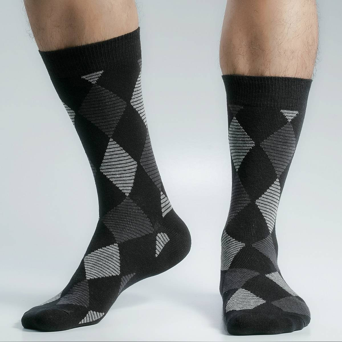 Black Color Casual Long Socks [sviara-men-L-16bl]