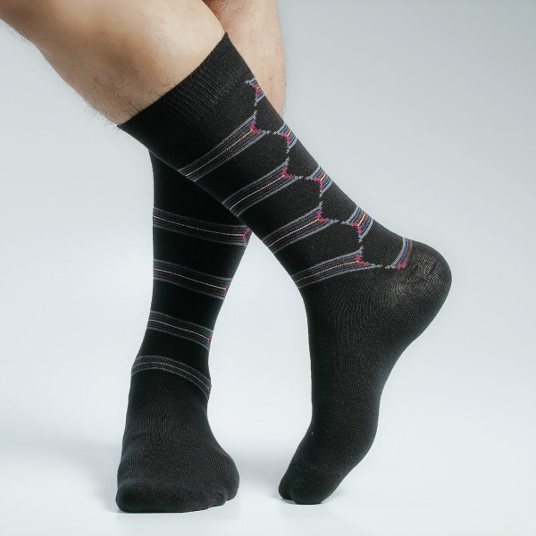 Black Color Casual Long Socks [stmiles-men-L-09bl]