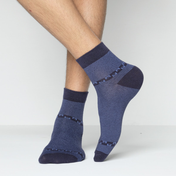 Navy Blue Color Casual Spun Polyester Socks [sfeel-men-A-03na]
