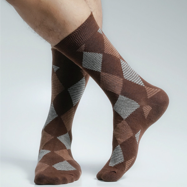 Chocolate Color Casual Long Socks [sviara-men-L-16ch]