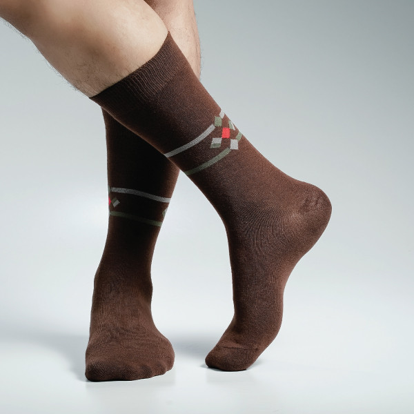 Chocolate Color Casual Cotton Socks  [swan-men-L-42ch]