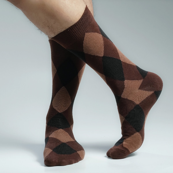 Chocolate Color Premium Casual Long Socks [mb169-men-L-08ch]