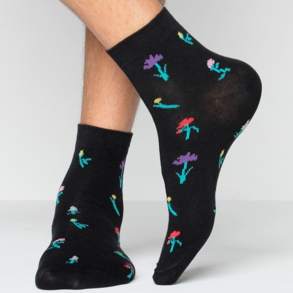 Black Color Casual Ankle Socks [mb149-women-A-05bl]