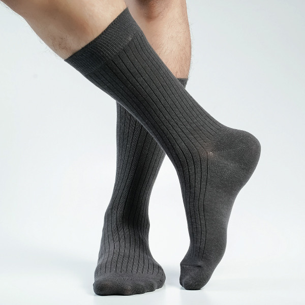 Charcoal Color Premium Formal Long Socks [mb159-men-L-05chr]