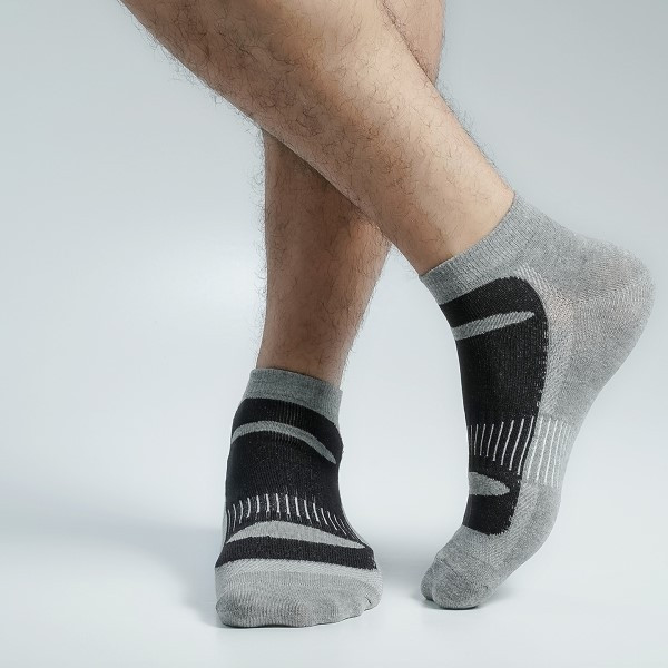 Black & Ash Color Sports Ankle Socks [mb159-men-A-02bl]