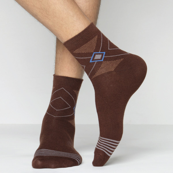 Chocolate Color Casual Spun Polyester Socks [look-men-A-03ch]