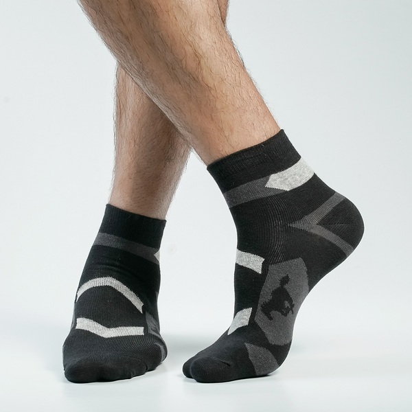 Black Color Casual Ankle Socks [speed-men-A-15bl]
