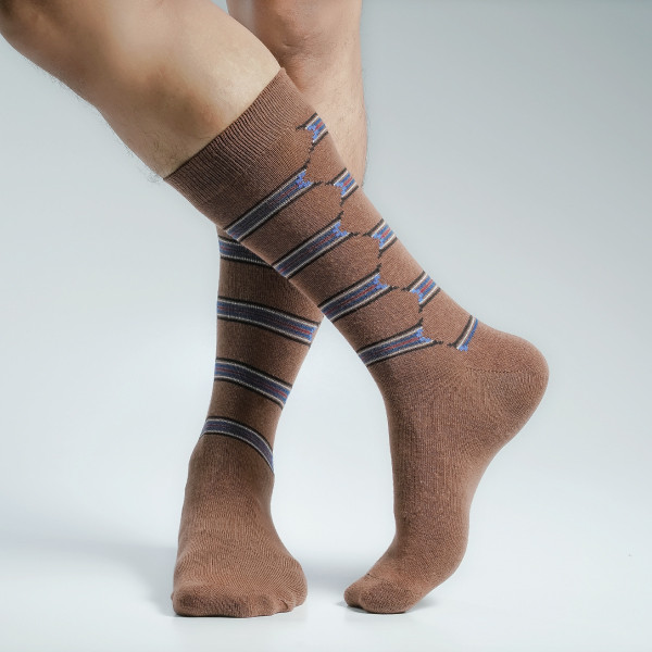 Brown Color Casual Long Socks [stmiles-men-L-09br]